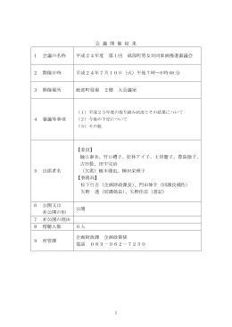 会 議 開 催 結 果 1 会議の名称 平成24年度 第1回 砥部町男女共同