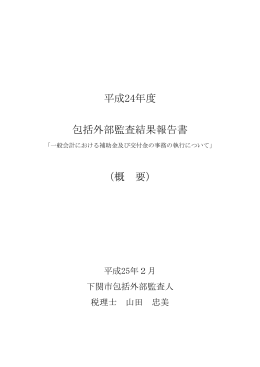 平成24年度 包括外部監査結果報告書 （概 要）