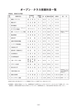 オープン・クラス授業科目一覧