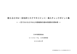使えるERM（全社的リスクマネジメント）導入チェックポイント集
