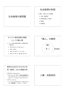 社会倫理の諸問題 社会倫理の射程 「隣人」の解釈 人種・民族差別