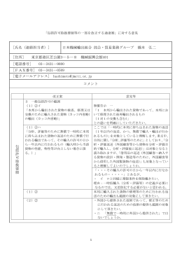 ［氏名（連絡担当者）］ 日本機械輸出組合 部会・貿易業務グループ 橋本