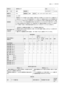 授業科目 国際関係入門 単位 2 履 修 選択 関連資格 ナンバリング 開講