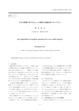 小さな整数に対するモジュロ演算の高速計算アルゴリズム