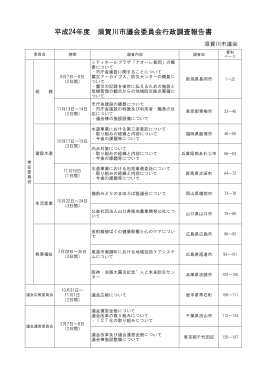 平成24年度 須賀川市議会委員会行政調査報告書