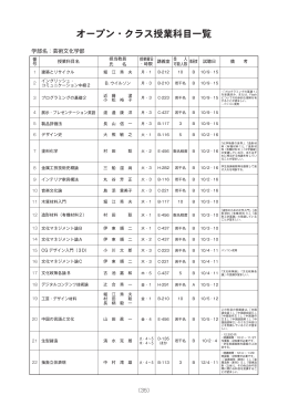 オープン・クラス授業科目一覧
