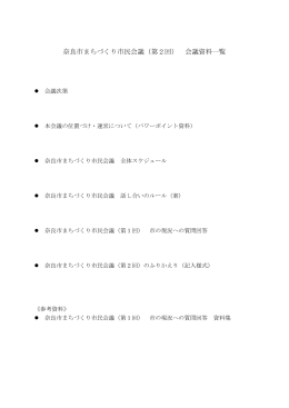 奈良市まちづくり市民会議（第2回） 会議資料一覧