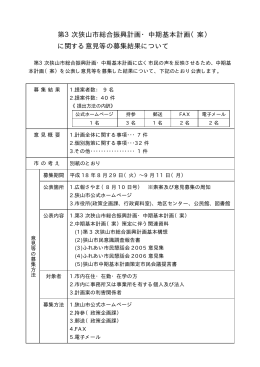 第3次狭山市総合振興計画・中期基本計画（案） に関する意見等の募集
