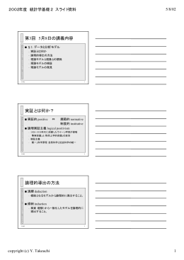 第3回 5月8日の講義内容 実証とは何か？ 論理的導出の方法