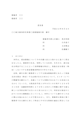 債権者 債務者 意見書 平成22年8月4日 地方裁判所民事第  部債権