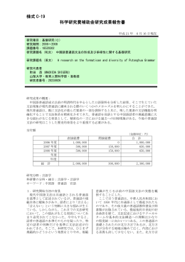 様式 C-19 科学研究費補助金研究成果報告書