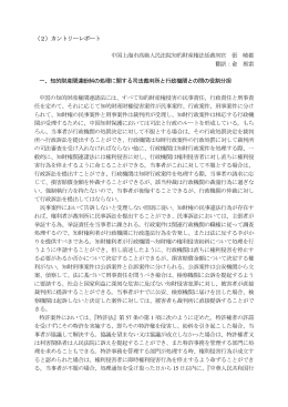 （2）カントリーレポート 中国上海市高級人民法院知的財産権法廷裁判官