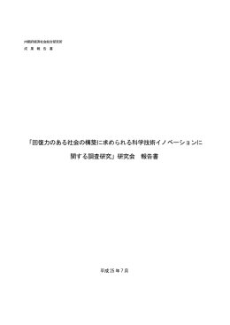 「回復力のある社会の構築に求められる科学技術イノベーションに関する
