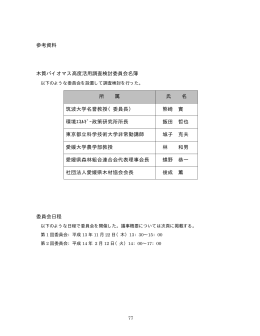 参考資料 木質バイオマス高度活用調査検討委員会名簿 委員会