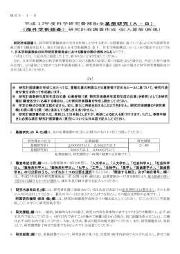 基盤研究(A・B） 平成17年度科学研究費補助金 研究計画調書作成