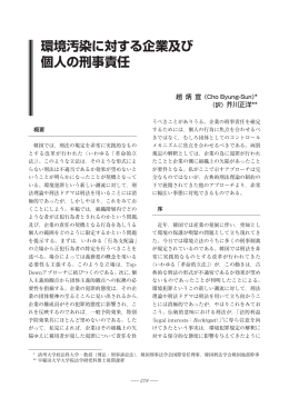 環境汚染に対する企業及び 個人の刑事責任