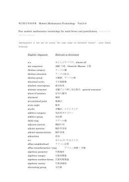 Modern Mathematics Terms Glossary 現代数学用語集