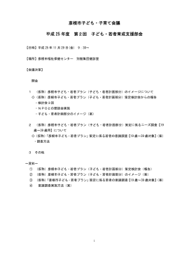 彦根市子ども・子育て会議 平成 25 年度 第2回 子ども・若者育成支援部会