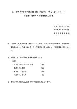 ヒートアイランド対策大綱（案）に対するパブリック・コメント 手続き