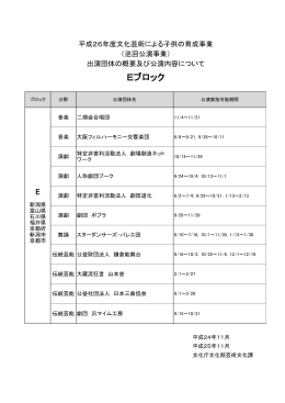 Eブロック - 文化芸術による子供の育成事業
