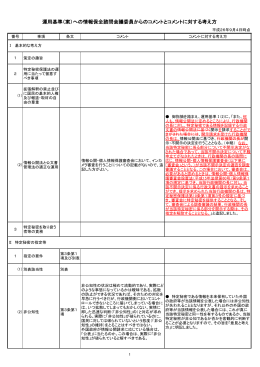運用基準（案）への情報保全諮問会議委員からのコメントとコメント