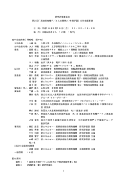 1 研究評価委員会 第2回「高効率有機デバイスの開発」（中間評価）分科