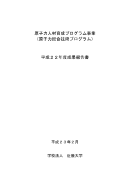 原子力人材育成プログラム事業 （原子力総合技術プログラム） 平成22