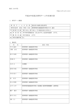 平成21年度重点研究チーム年次報告書