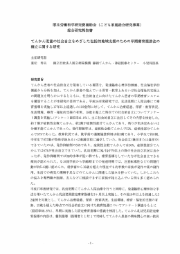 厚生労働科学研究費補助金 (こ ども家庭糸譲合研究事業)