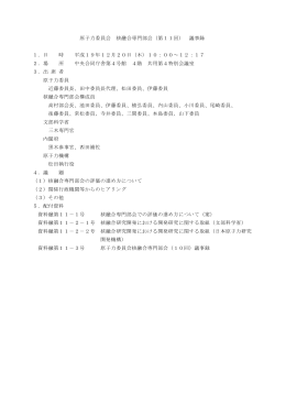 原子力委員会 核融合専門部会（第11回） 議事録 1．日 時 平成19年12