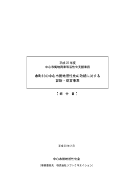 市町村の中心市街地活性化の取組に対する 診断・助言事業