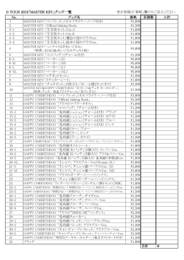 D TOUR 2015「MASTER KEY」グッズ一覧