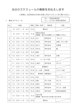 当日のスケジュールの概略をお伝えします