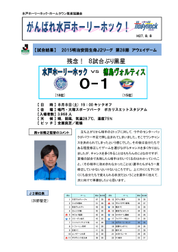 【試合結果】 2015明治安田生命J2リーグ 第28節 アウェイゲーム