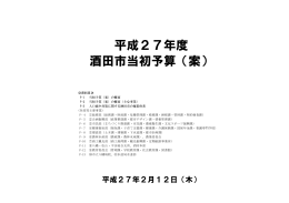 平成27年度 酒田市当初予算（案）