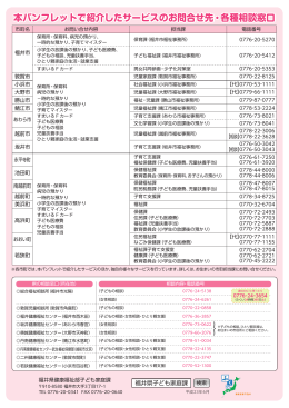 本パンフレットで紹介したサービスのお問合せ先・各種相談窓口