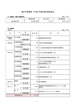 補正予算概要（平成27年第2回定例会提出）