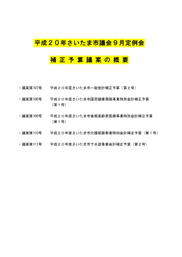 平成20年さいたま市議会9月定例会 補 正 予 算 議 案 の 概 要