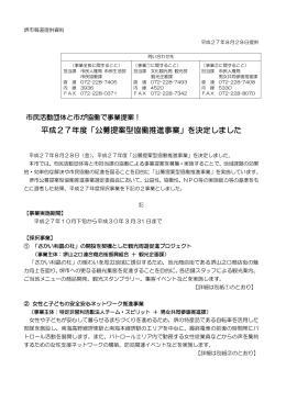 平成27年度「公募提案型協働推進事業」を決定しました