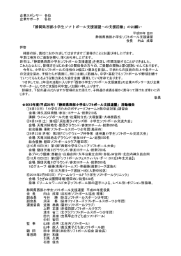 「静岡県西部小学生ソフトボール支援連盟への支援活動」のお願い