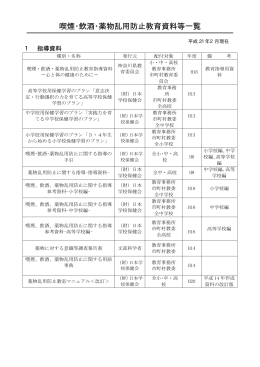 喫煙・飲酒・薬物乱用防止教育資料等一覧