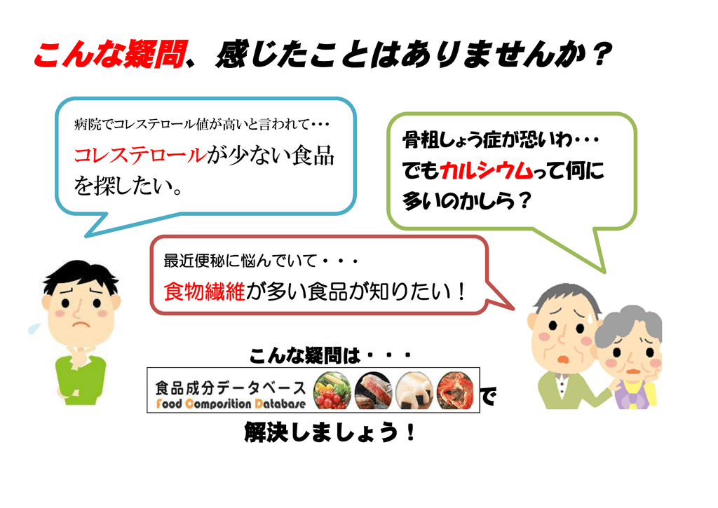 食品成分データベースの広報パンフレット 一般向け 横型