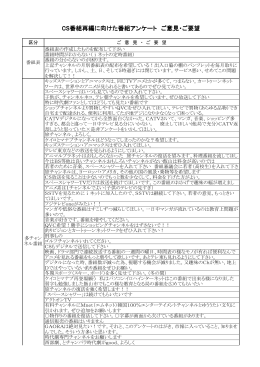 CS番組再編に向けた番組アンケート ご意見・ご要望