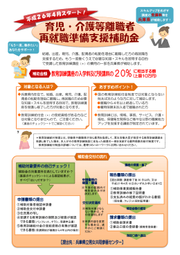 結婚、出産、育児、介護、配偶者の転勤を理由に離職した方の再就職を