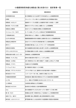 （第2次受付分） 採択事業一覧