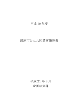 平成 20 年度 茂原市男女共同参画報告書 平成 21 年 3 月 企画政策課