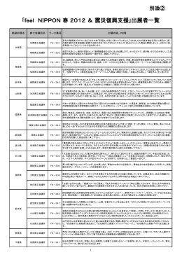 ｢feel NIPPON 春 2012 ＆ 震災復興支援｣出展者一覧