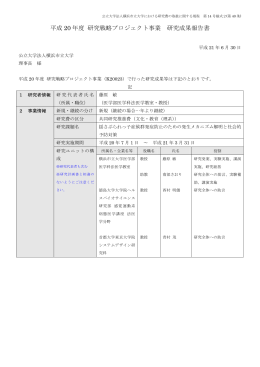 平成 20 年度 研究戦略プロジェクト事業 研究成果報告書