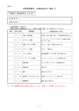 希望営業種目・主要取扱品目一覧表 ①