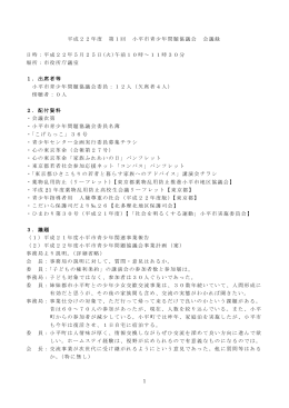 1 平成22年度 第1回 小平市青尐年問題協議会 会議録 日時：平成22年